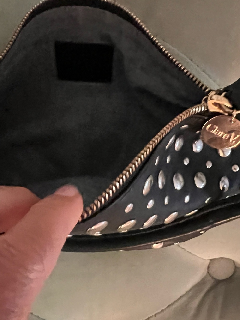 Clare V Black Leather Studded Petite Moyen Shoulder Bag with Silver Studs - Picture 9 of 16